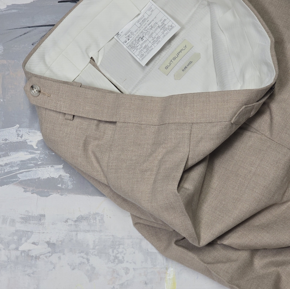 NWT! SUITSUPPLY VIGO TROUSER PLEATED PURE WOOL LIGHT BROWN US34 /EU 50 - Picture 5 of 7